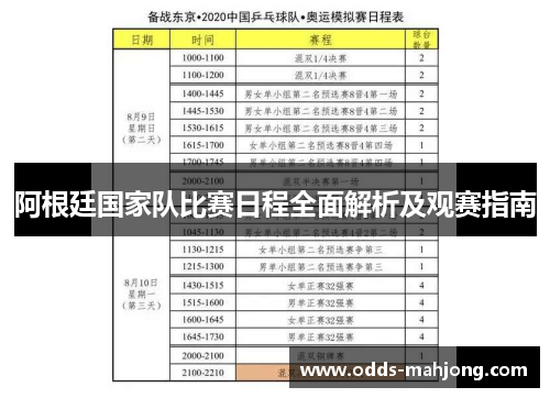 阿根廷国家队比赛日程全面解析及观赛指南